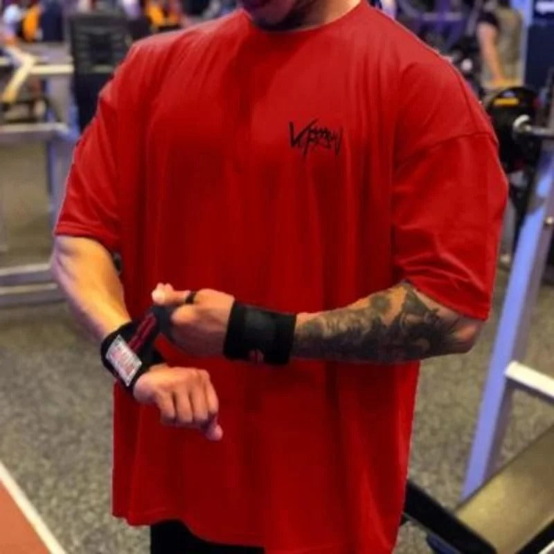 NEW Men's Oversized Sports T-Shirt – Round Collar Cotton Summer Tee