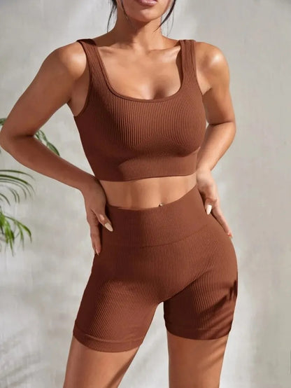 Seamless Ribbed 2-Piece Workout Outfit