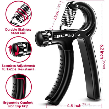 Adjustable Grip Strength Trainer (5–60Kg) with Finger Exerciser