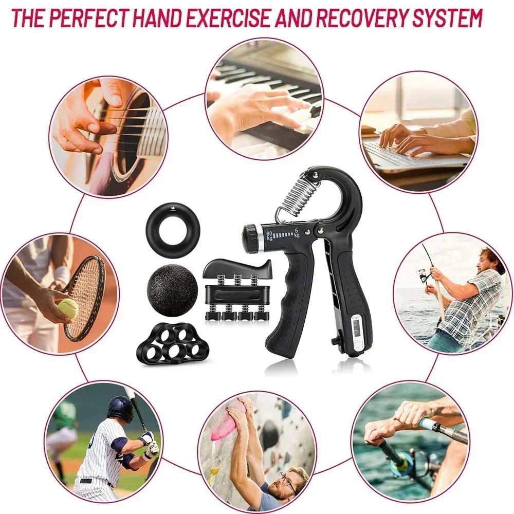 Adjustable Grip Strength Trainer (5–60Kg) with Finger Exerciser