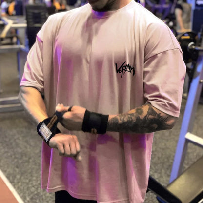 NEW Men's Oversized Sports T-Shirt – Round Collar Cotton Summer Tee