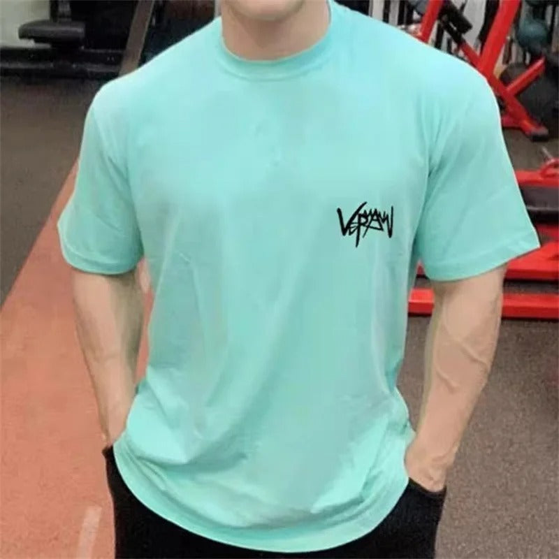 NEW Men's Oversized Sports T-Shirt – Round Collar Cotton Summer Tee